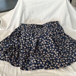 Forever 21 Navy Blue Mini Skirt with Cream Floral Print